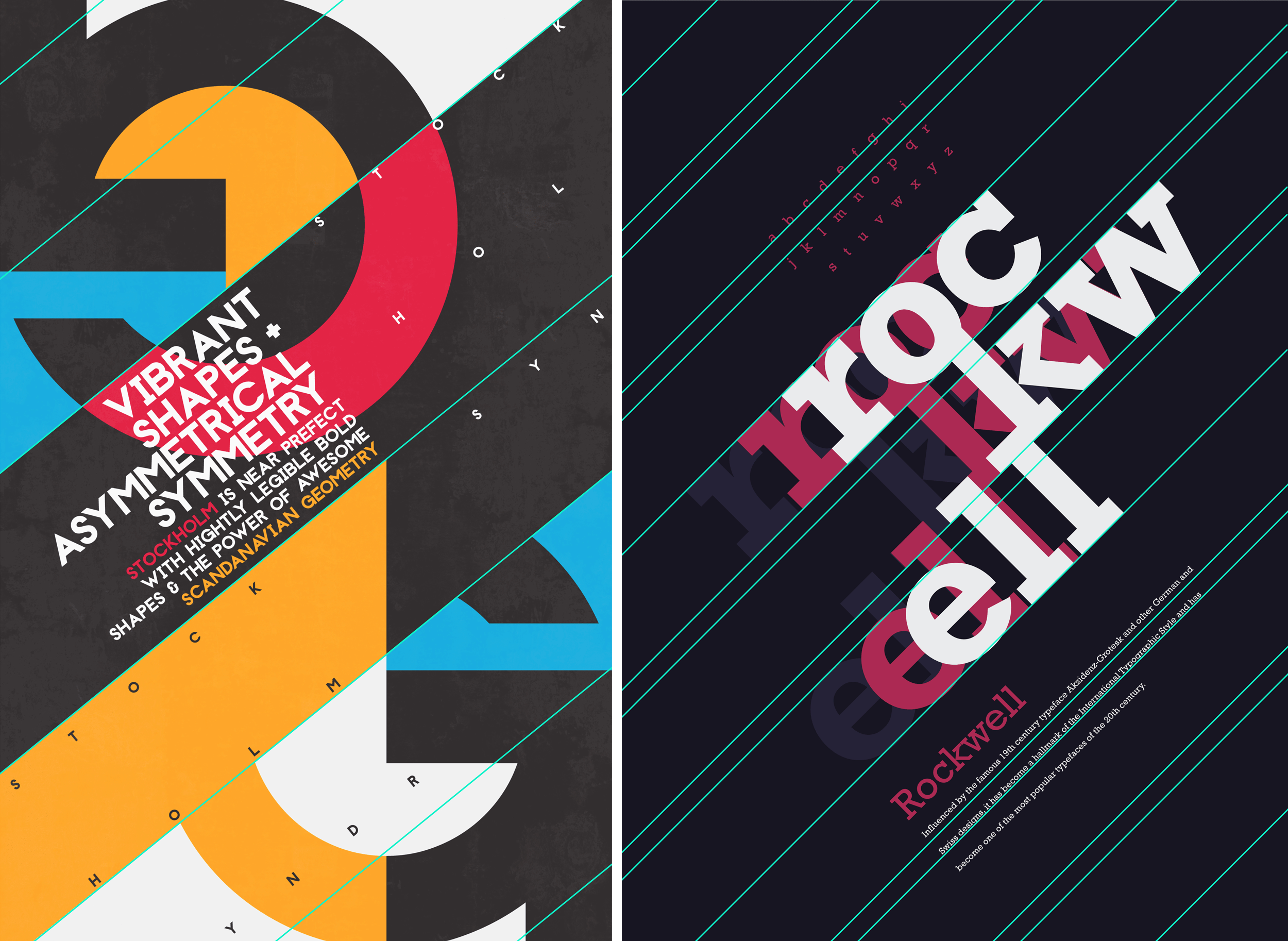 Diagonal grid design in posters