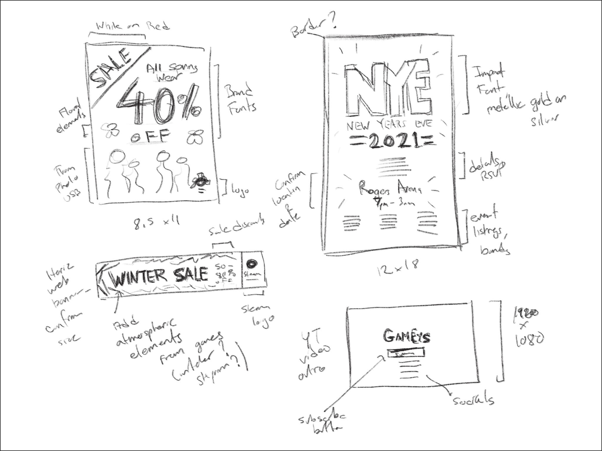 Graphic design - layout sketches